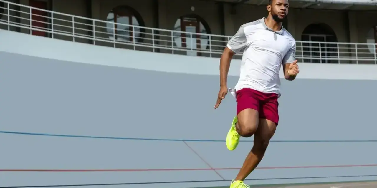 Sprinter na bieżni, jak Usain Bolt, osiąga zawrotne prędkości, być może nawet usain bolt ile km/h.