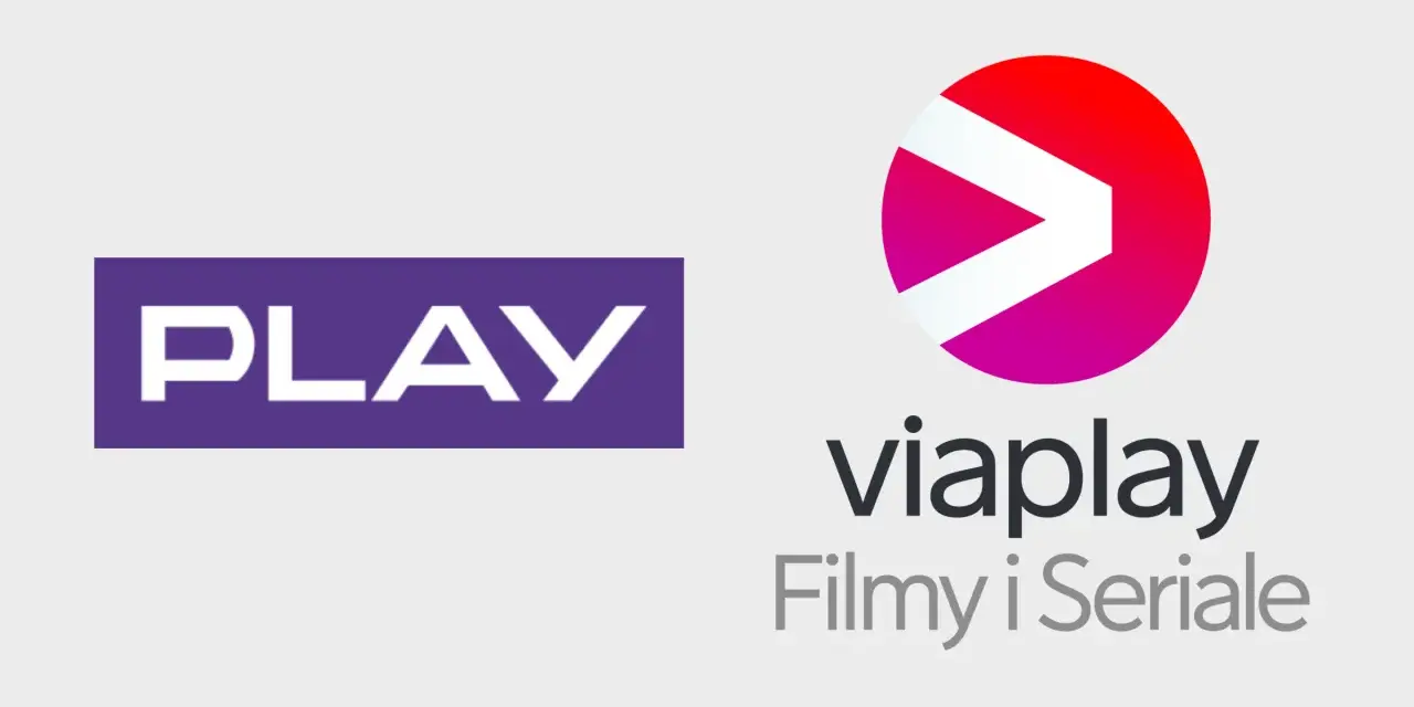 Logo PLAY obok logo Viaplay z napisem "Filmy i Seriale".