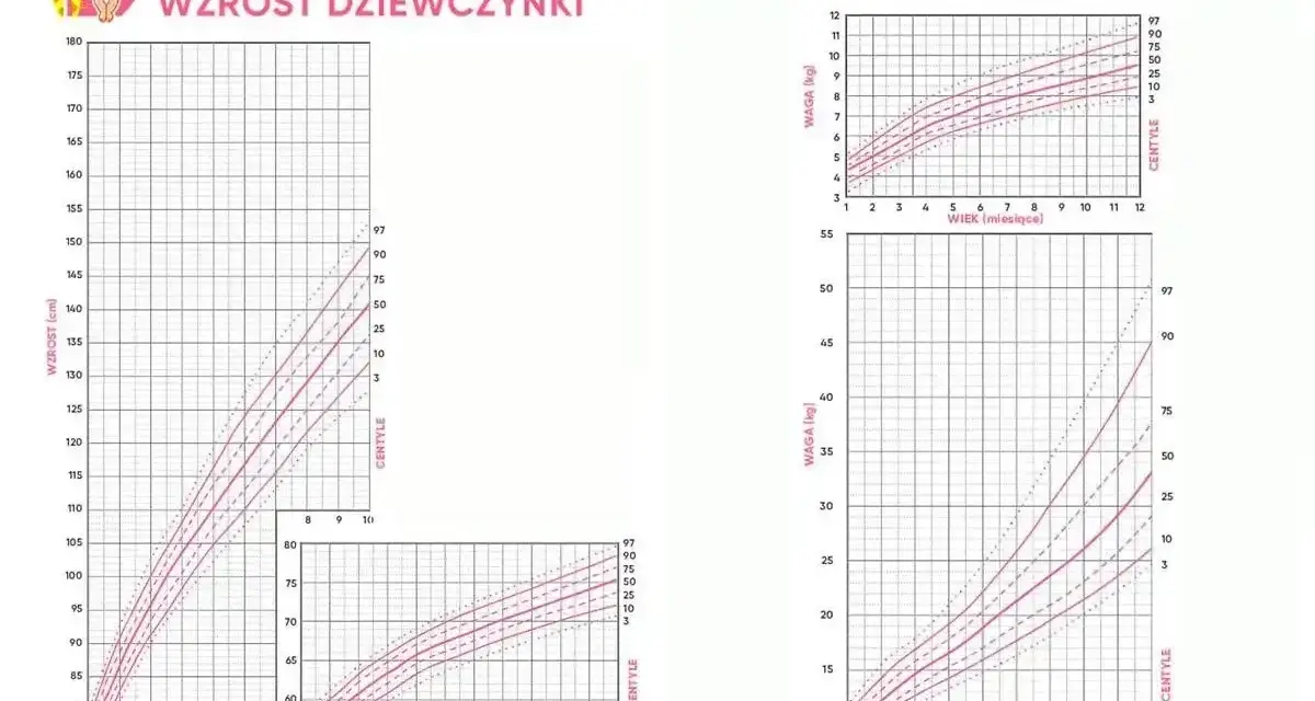 Siatki centylowe wzrostu i wagi dziewczynki. Sprawdź, do ilu powinien liczyć 4 latek, porównując z normami.