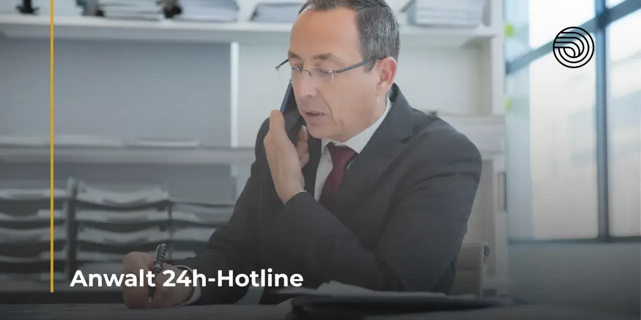 Anwalt im Anzug am Telefon, der Notizen macht. Er bietet telefonische Rechtsberatung im Familienrecht an, kostenlos.