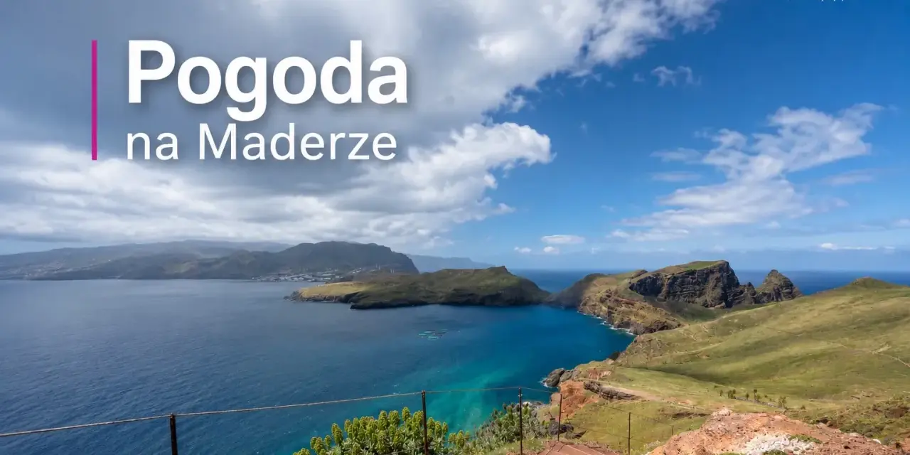 Piękna pogoda na Maderze, Portugalia. Widok na skaliste wybrzeże i turkusowe morze.