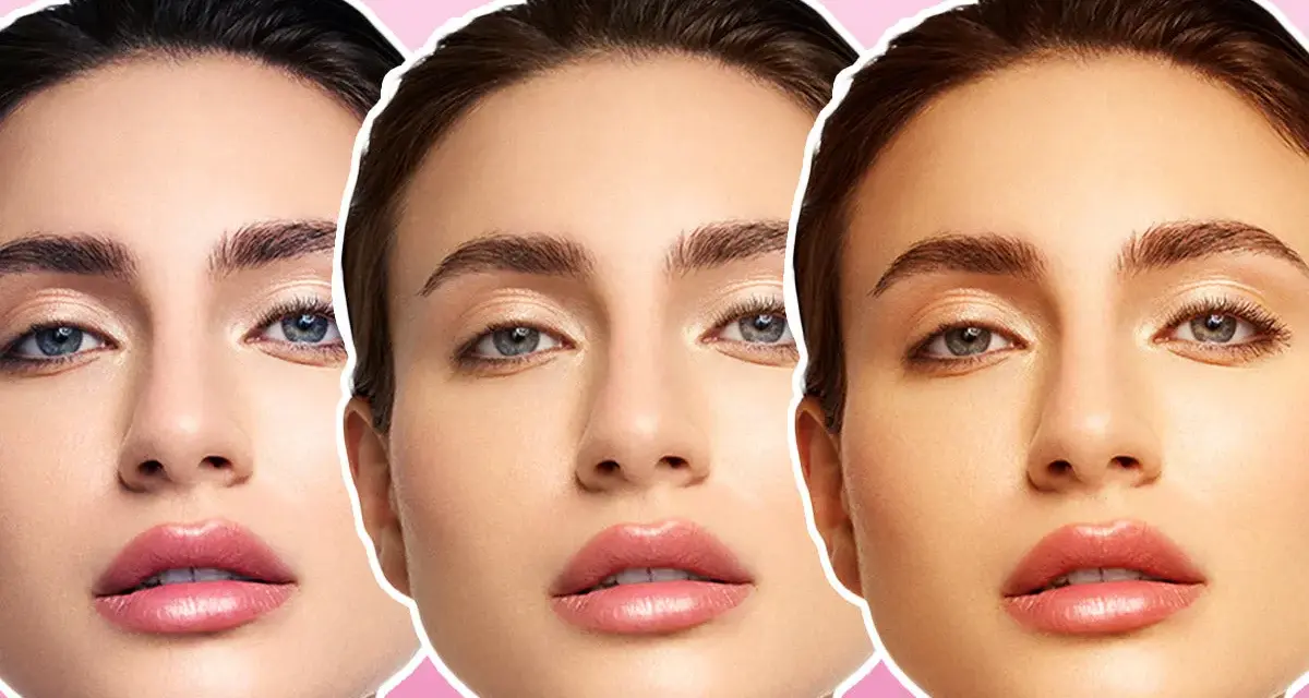 Tre volti femminili mostrano diverse tonalità di pelle, dal chiaro all'abbronzato, evidenziando il sottotono della pelle.