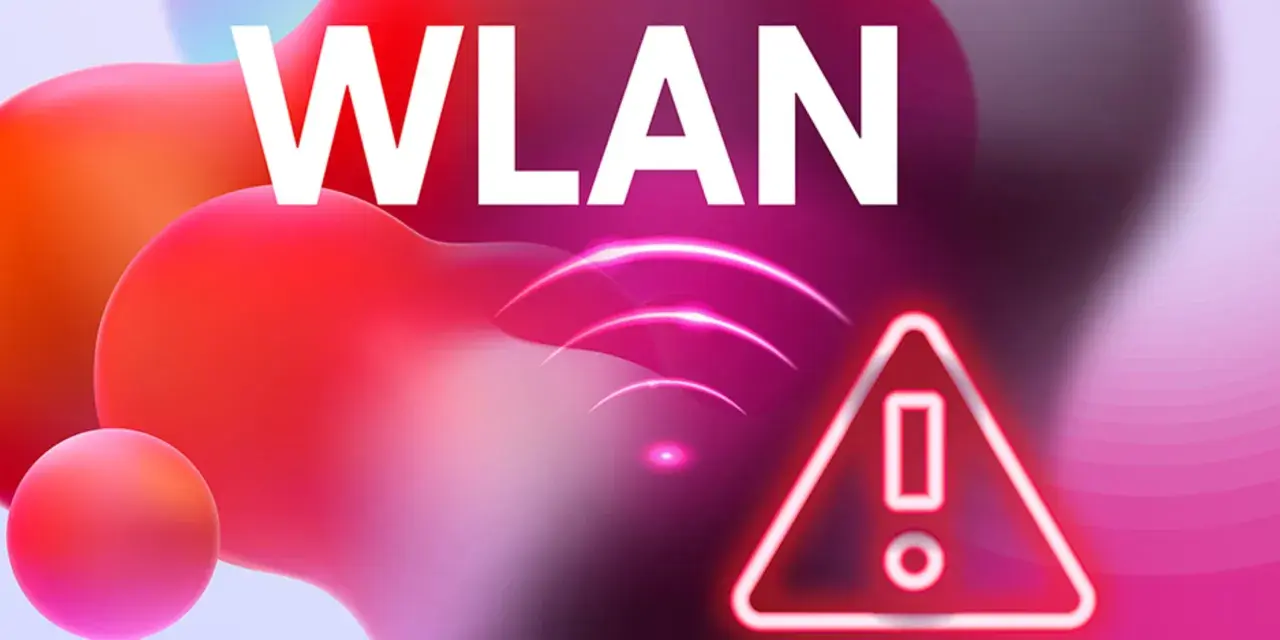 Warnsymbol: WLAN wird nicht angezeigt. Rote, organische Formen und ein Ausrufezeichen im Dreieck.