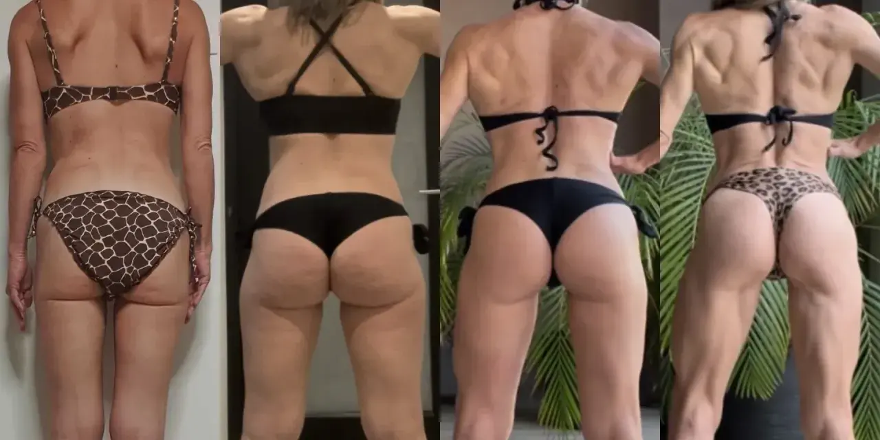 Comparaison avant/après : combien de temps pour voir les muscles fessiers se développer. Transformation physique impressionnante.