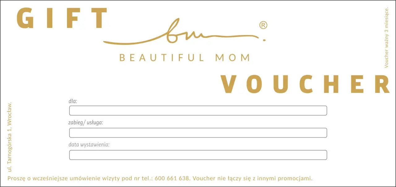 Elegancki voucher dla dwojga od Beautiful Mom. Idealny prezent na wyjątkowe okazje.