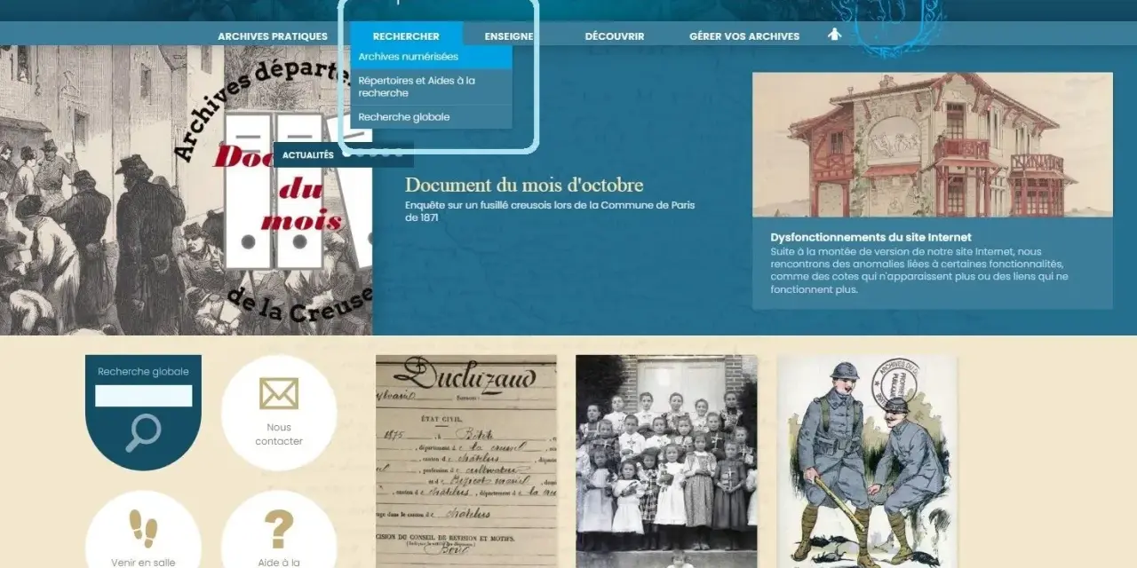 Archives départementales de la Creuse : explorez les archives de l'Ariège en ligne, découvrez des documents historiques et des curiosités.