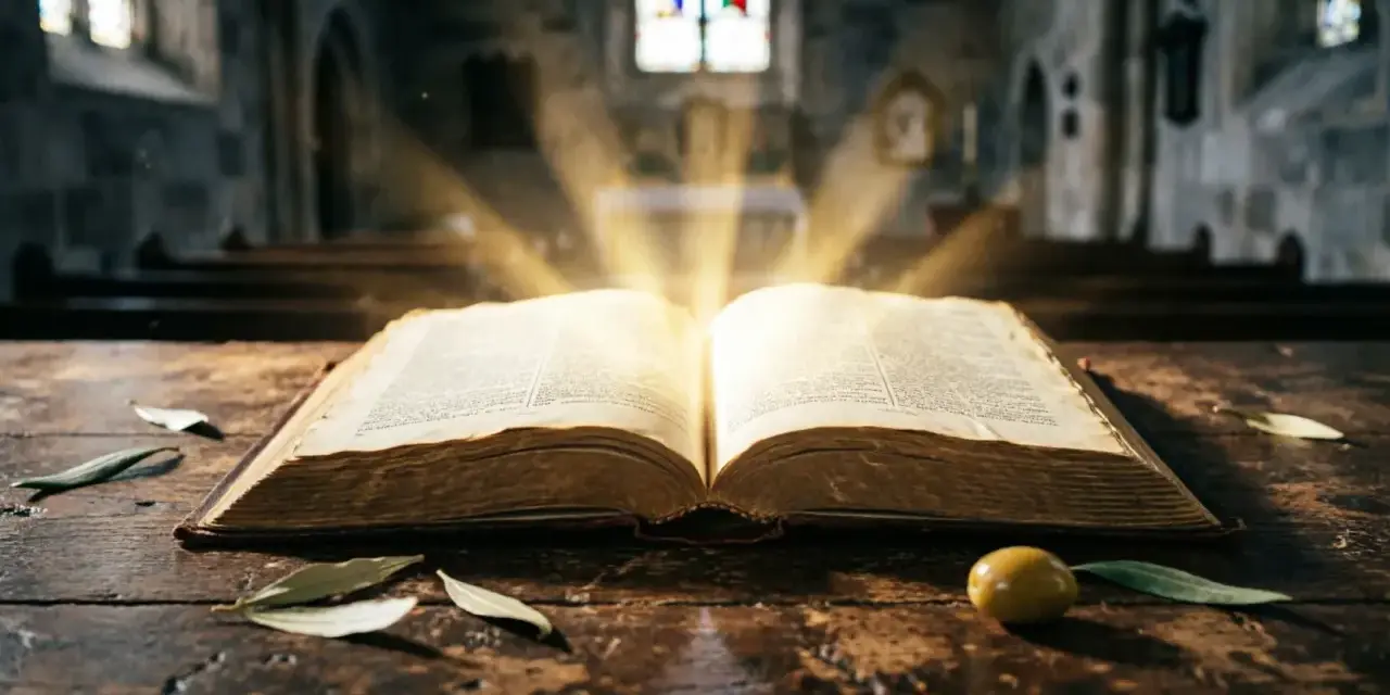 An open Bible on a wooden table, bathed in divine light. This image evokes the spiritual guidance and wisdom found within, touching on the rebuke meaning in the Bible.