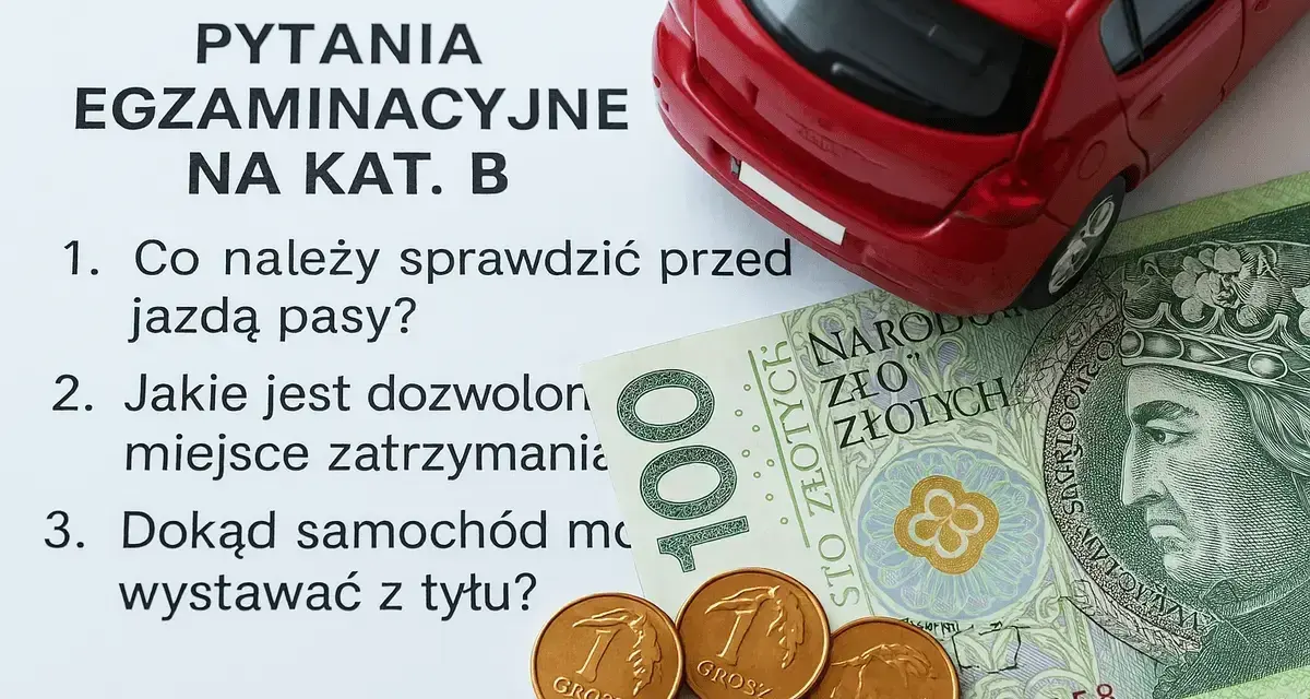 Pytania egzaminacyjne na kat. B, czerwony samochodzik, 100 zł i grosze. Zastanawiasz się, ile kosztuje prawo jazdy?