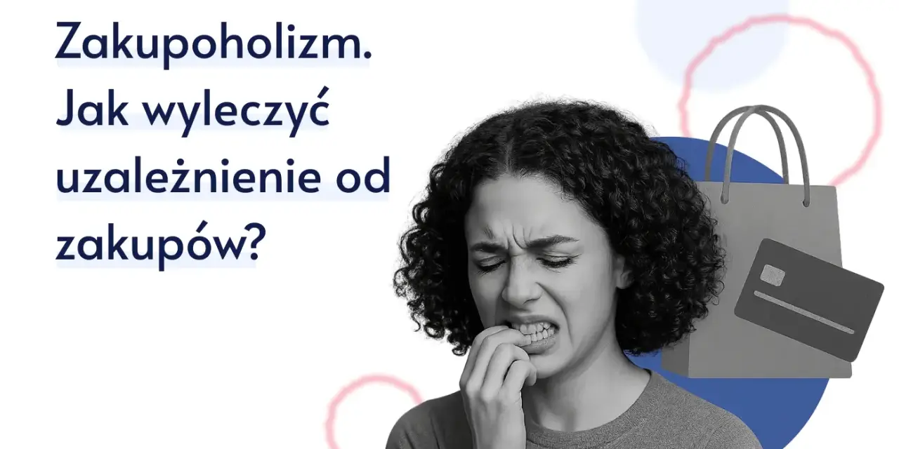 Zakupoholizm. Jak wyleczyć uzależnienie od zakupów? Kobieta zmartwiona, obok torba i karta płatnicza.