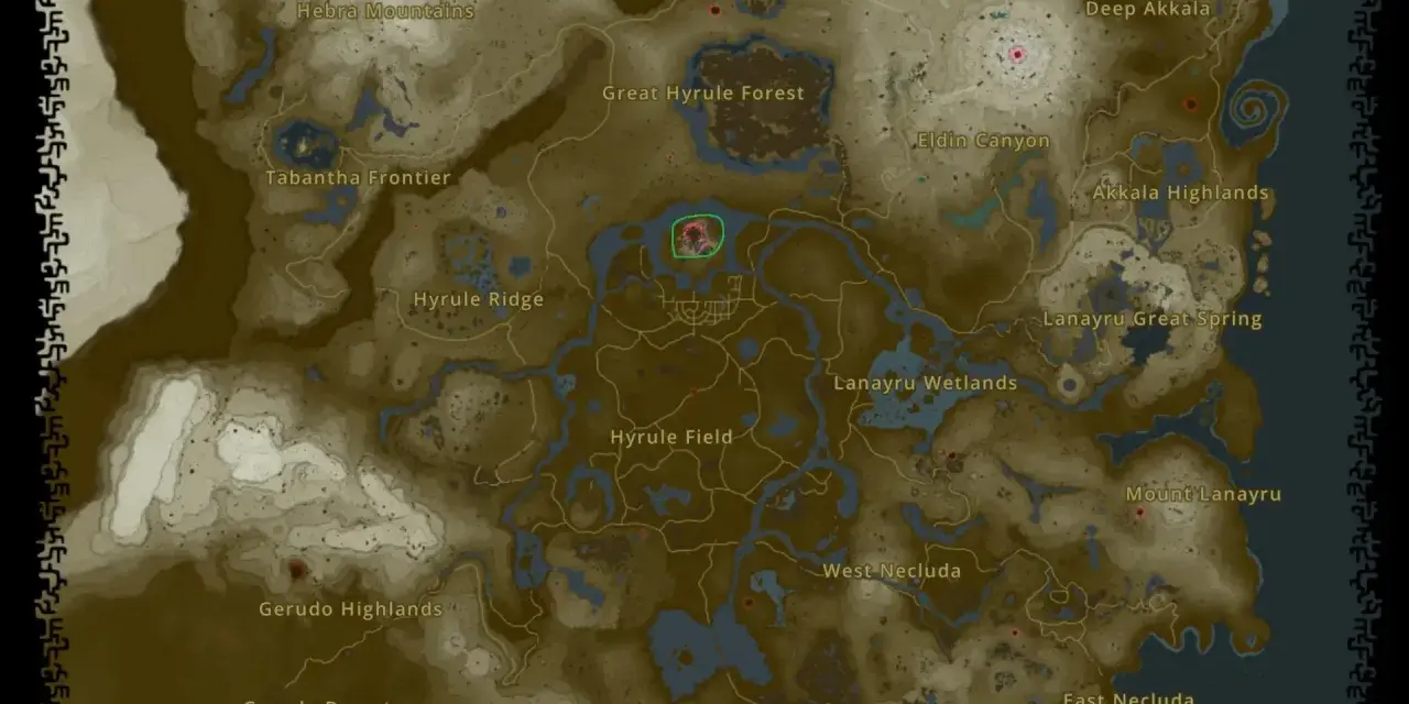 Mapa de Hyrule con la ubicación de todos los santuarios de Zelda TotK.