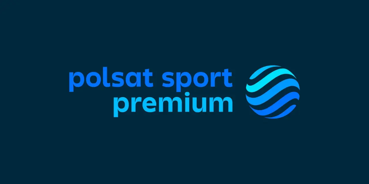 Logo Polsat Sport Premium z niebieską kulą.