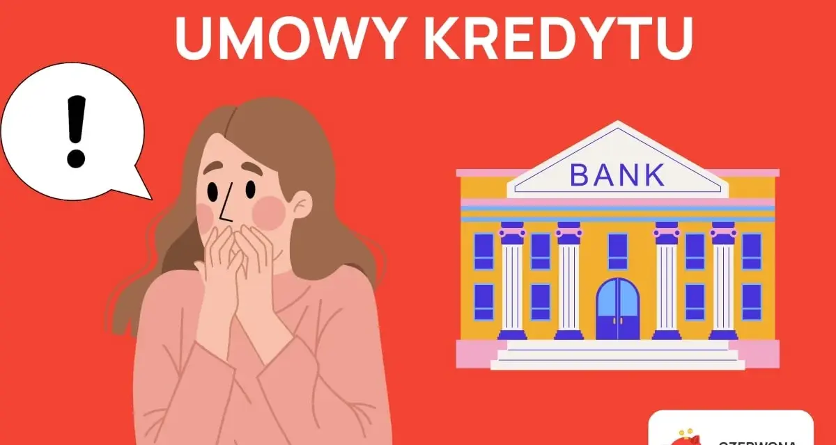 Zaskoczona kobieta i bank. Co dalej, gdy bank wypowie umowę kredytu? Czerwona skarbonka podpowie.