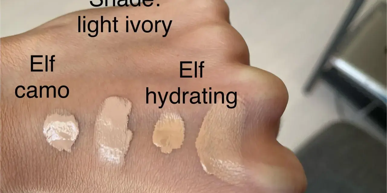 Smugi elf korektor: camo, hydrating i odcień light ivory na dłoni.