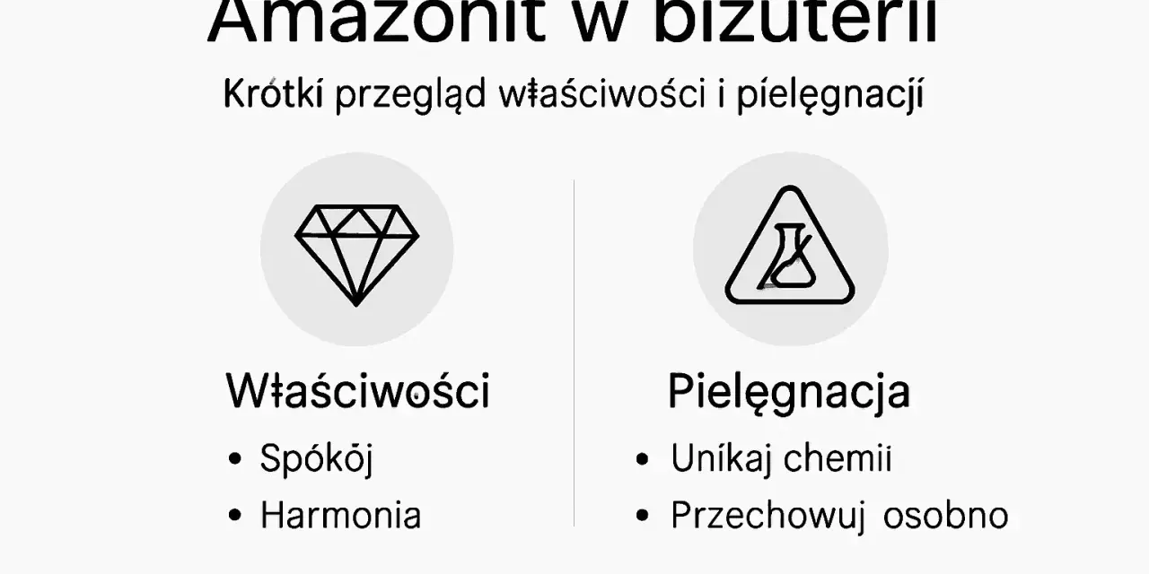 Amazonit w biżuterii: poznaj jego właściwości, takie jak spokój i harmonia. Dowiedz się, jak pielęgnować ten kamień, unikając chemii.
