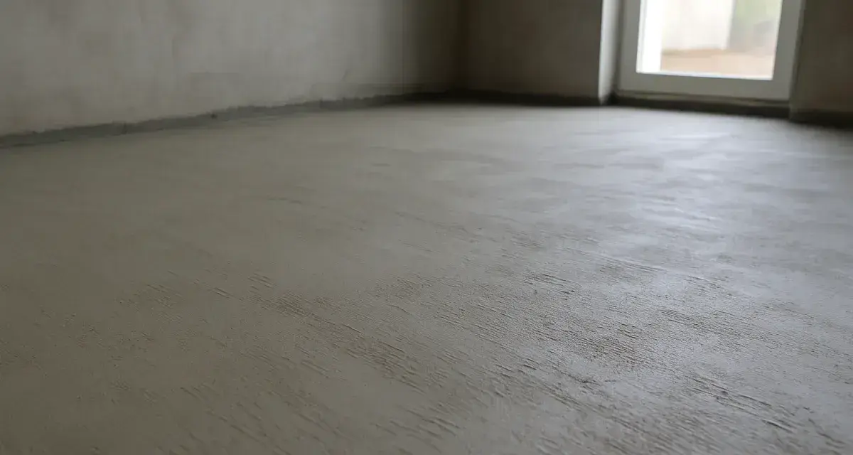 Świeżo wylana posadzka cementowa, gotowa na dalsze prace. Zastanawiasz się, ile cementu na m2?
