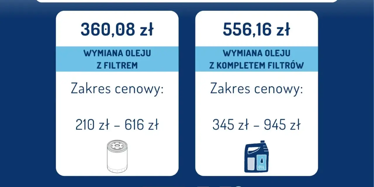 Dwie oferty wymiany oleju w skrzyni biegów z podanymi cenami i zakresem cenowym.