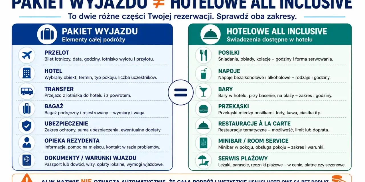 Pakiet wyjazdu vs. hotelowe all inclusive: sprawdź, co obejmuje Twoja rezerwacja i ciesz się wakacjami bez dopłat.