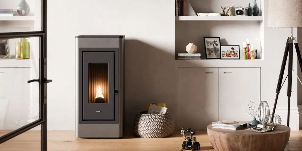Stufa a pellet moderna con fiamma viva. Un'idea per scegliere la stufa a pellet perfetta per il tuo soggiorno.
