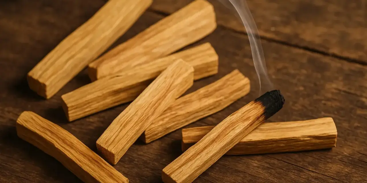 Un palo santo arde, liberando humo aromático. Así es de donde sale el palo santo, de la madera sagrada.