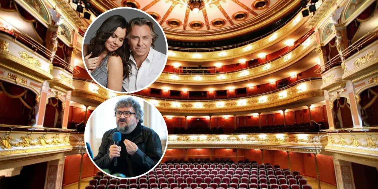 Wnętrze Operetki Wrocławskiej z portretami artystów.