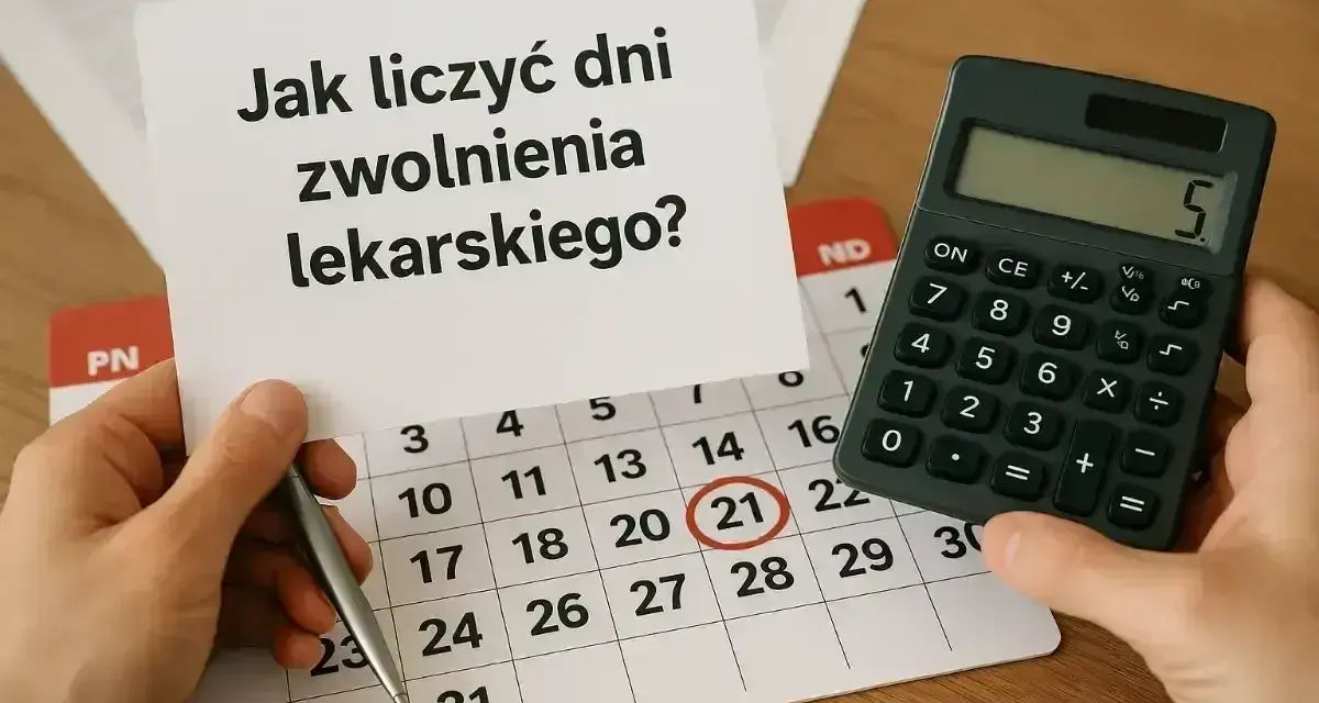 Obliczanie dni zwolnienia lekarskiego i ile wynosi zasiłek chorobowy. Kalendarz, kalkulator i notatka.