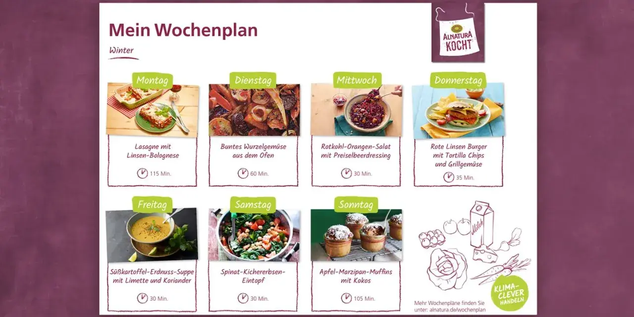 Wochenplan für den Winter: Lasagne, Gemüse, Burger, Suppe und Muffins – so wird diese Woche gekocht!