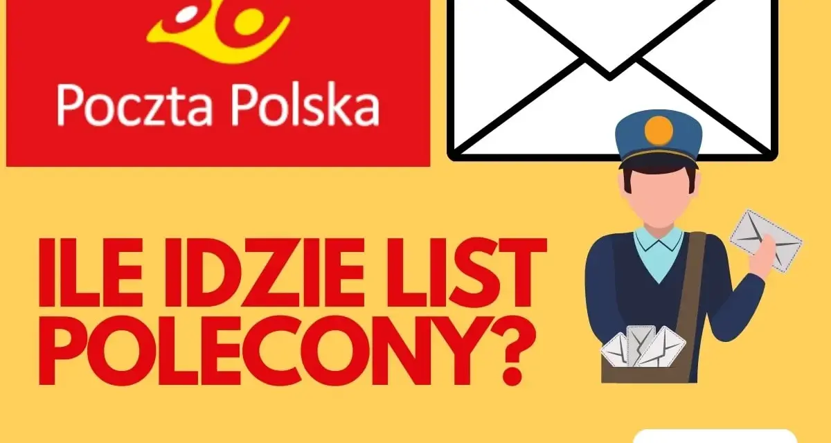 Ile idzie list polecony? Poczta Polska i listonosz z kopertami.