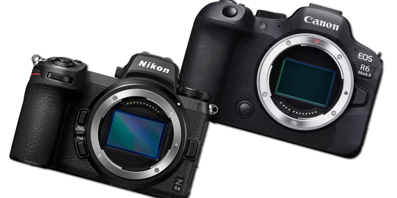 Dwa aparaty, Nikon Z 6II i Canon EOS R6 Mark II, gotowe do akcji. Który wybierzesz: canon czy nikon?