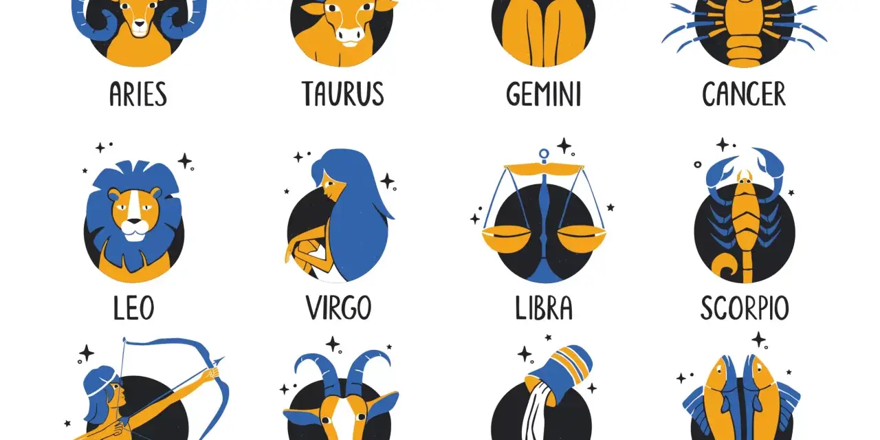 Ilustracja przedstawia dwanaście symboli zodiaku, każdy z nich to 23.11 znak zodiaku.
