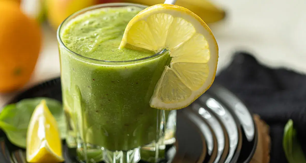 Erfrischender grüner Smoothie mit Zitrone, perfekt für einfache smoothie rezepte.