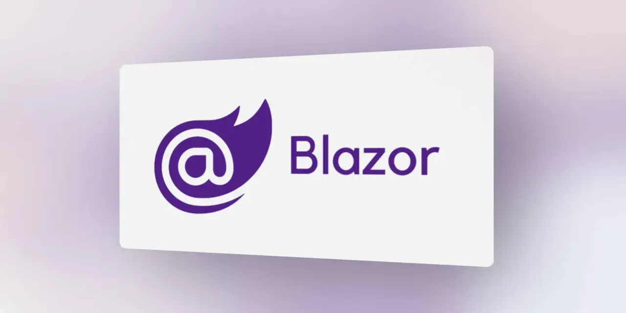 Das Blazor Server Logo mit dem @-Symbol und dem Schriftzug "Blazor" auf weißem Hintergrund.