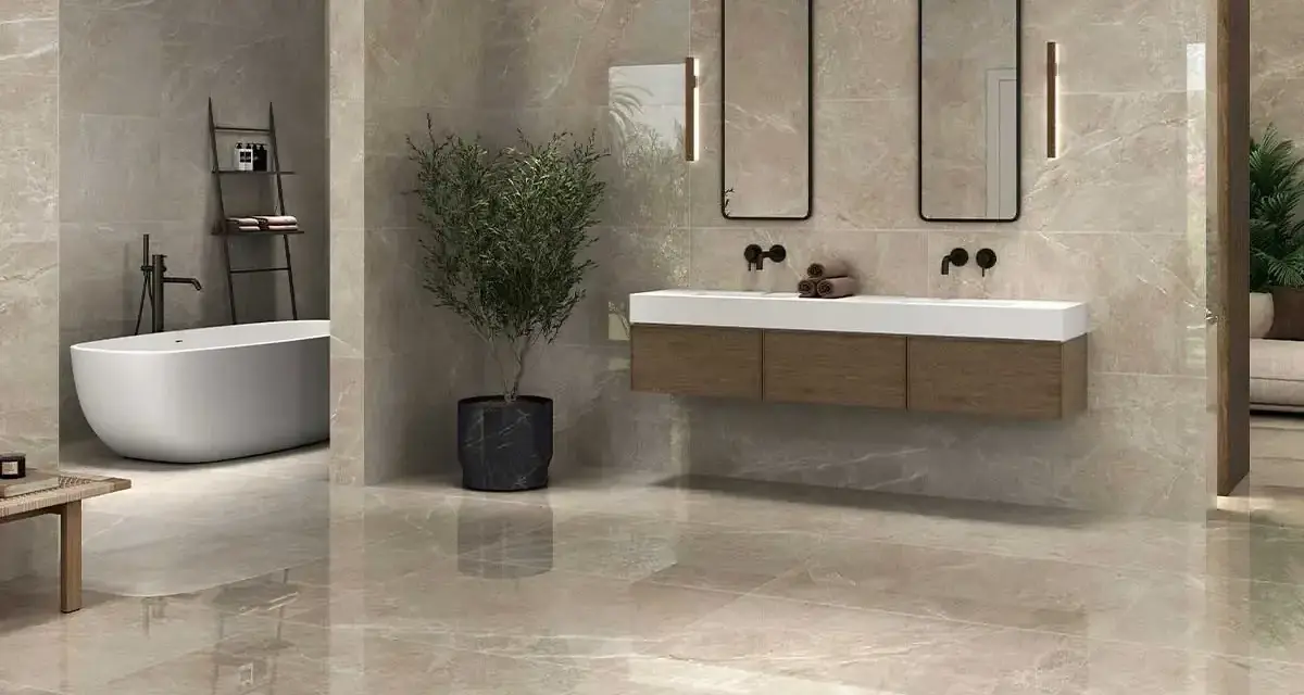 Suelo hidráulico en baños: Gres porcelánico, la clave para un diseño TOP