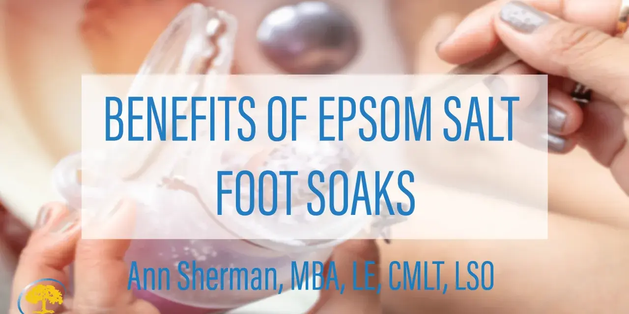 Hands preparing an Epsom salt foot soak. Discover the benefits of this relaxing treatment.