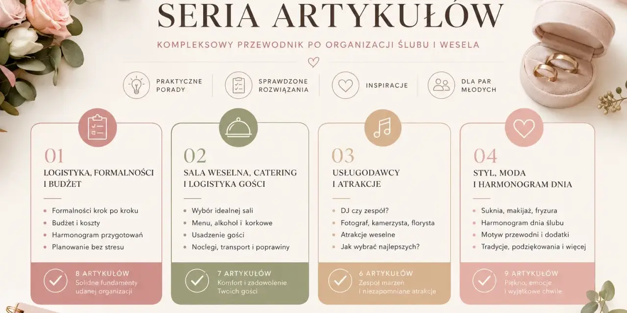 Jak wygląda ślub cywilny? Przewodnik po organizacji wesela: logistyka, sala, atrakcje, styl.