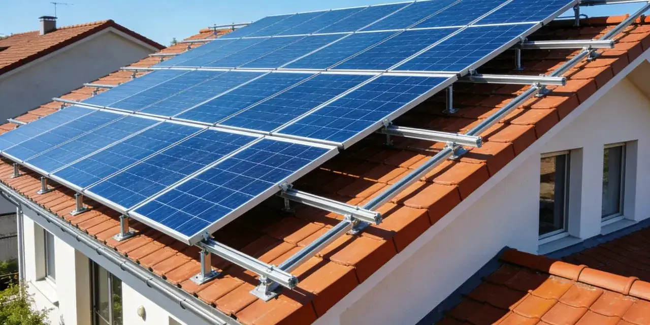 Panele słoneczne na dachu domu, zapewniające energię off grid.