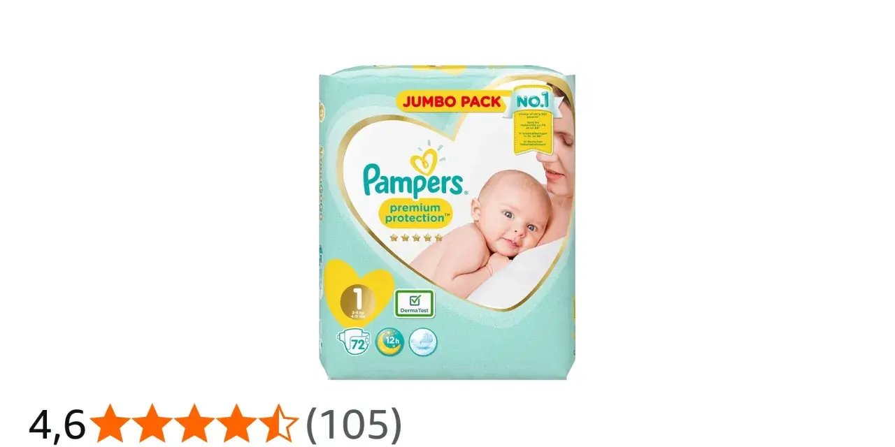 Pampers Premium Protection, rozmiar 1, Jumbo Pack. Sprawdź, ile kosztuje paczka pampersów dla Twojego maluszka.