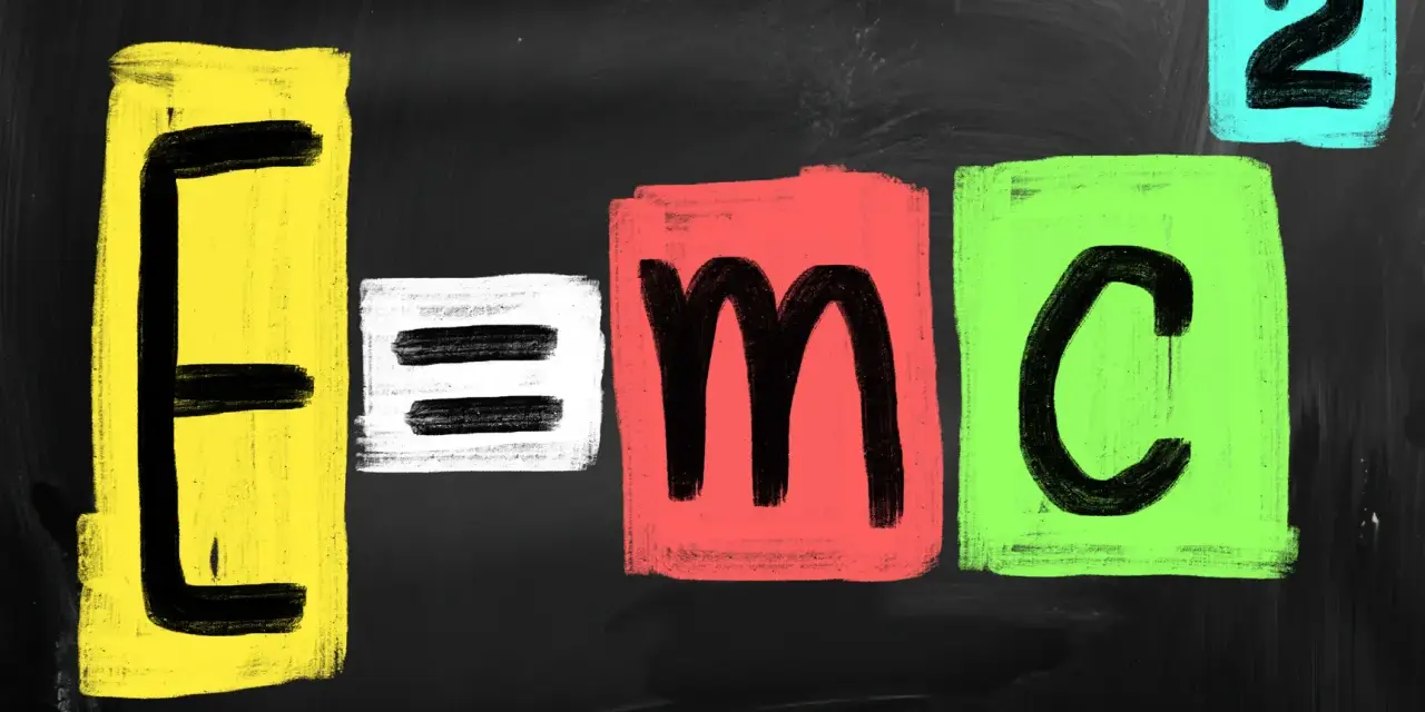 E=mc² – słynne równanie Einsteina, które pokazuje, że masa jest formą energii.