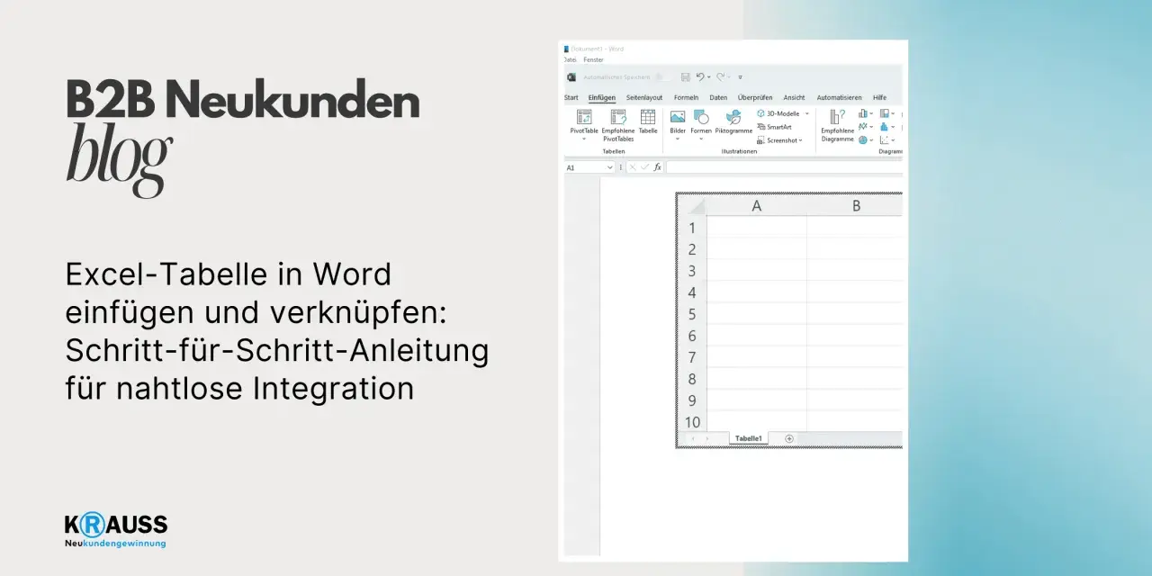 Anleitung: Excel-Tabelle in Word einfügen und verknüpfen. Word-Oberfläche mit eingefügter Excel-Tabelle.