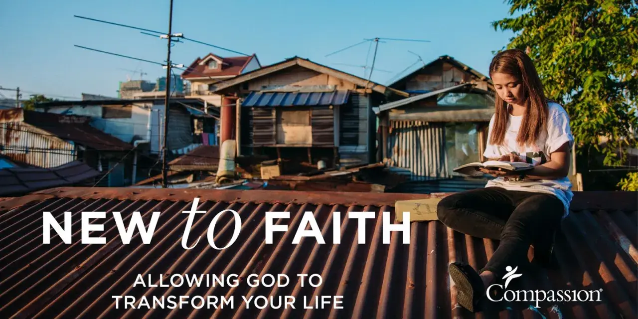 A young woman reads a Bible on a rooftop, embodying "New to Faith: Allowing God to Transform Your Life." This image reflects the biblical understanding of faith as a journey of transformation.