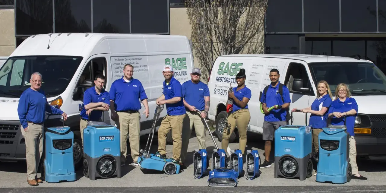 Sage Restoration team with equipment to help you get smoke smell out of house.