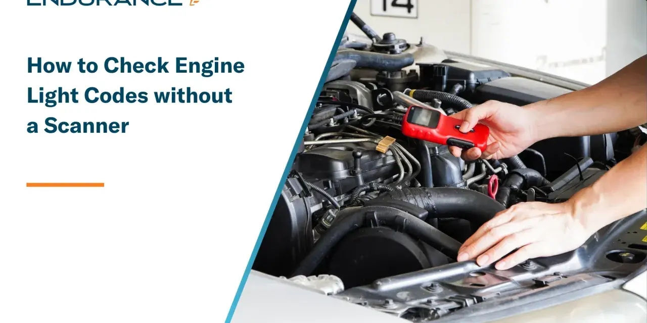 Learn how to read engine codes without a scanner. A person holds a red diagnostic tool near a car's engine.