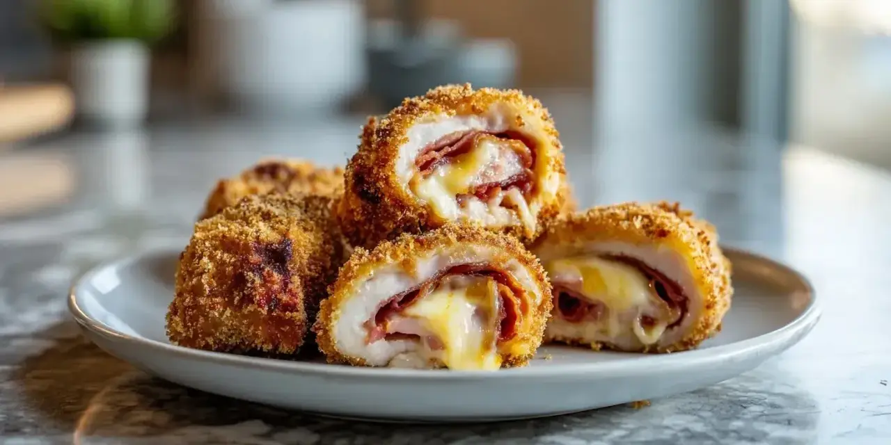 Délicieux cordon bleu au air fryer, croustillant à l'extérieur, fondant à l'intérieur avec jambon et fromage.