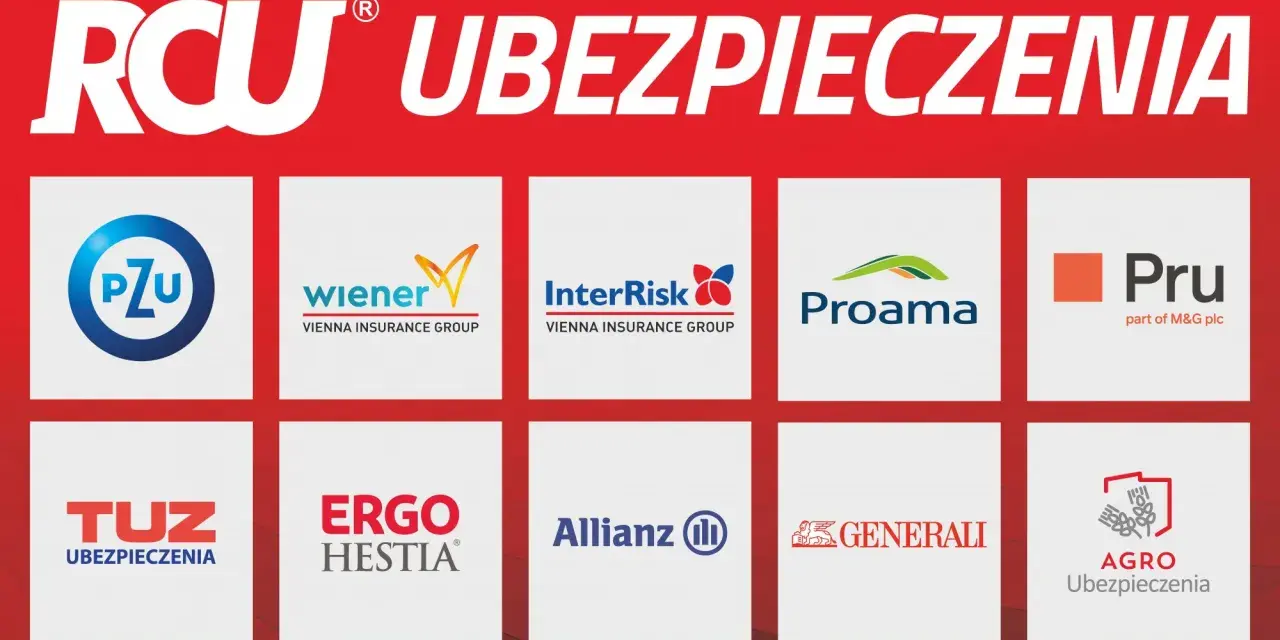 Logotypy agencji ubezpieczeniowych: PZU, Wiener, InterRisk, Proama, Pru, TUZ, Ergo Hestia, Allianz, Generali, Agro Ubezpieczenia.