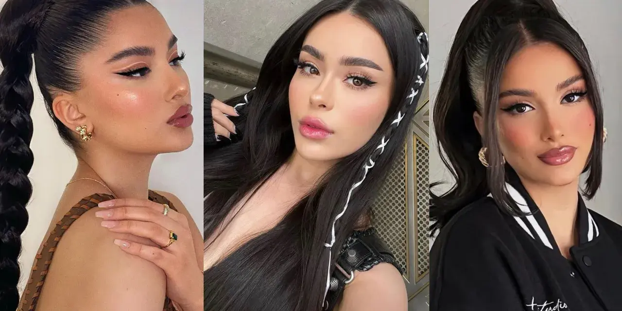 Tres mujeres con peinados aesthetic: coleta alta trenzada, cabello suelto con trenzas decoradas y coleta alta con mechones sueltos.