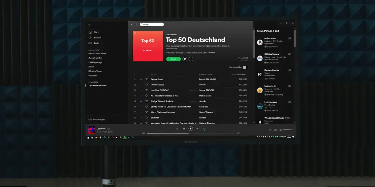 Spotify-Playlist "Top 50 Deutschland" mit vielen Streams.