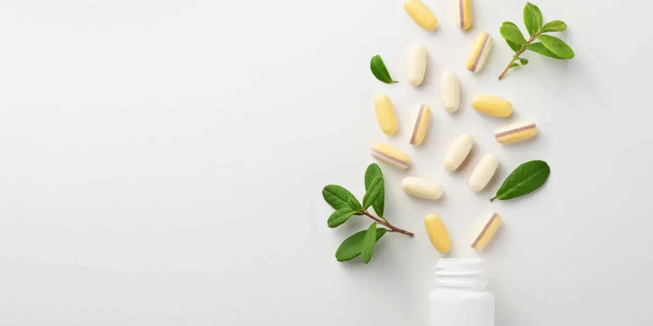 Pastillas y hojas verdes sugieren las propiedades del ácido alfa lipoico.