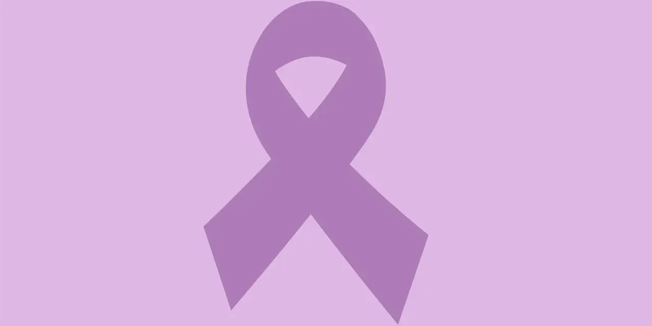 Lila Schleife als Symbol für Hoffnung und Stärke. Ein Zeichen, um Hypochondrie loswerden und ein sorgenfreieres Leben zu führen.