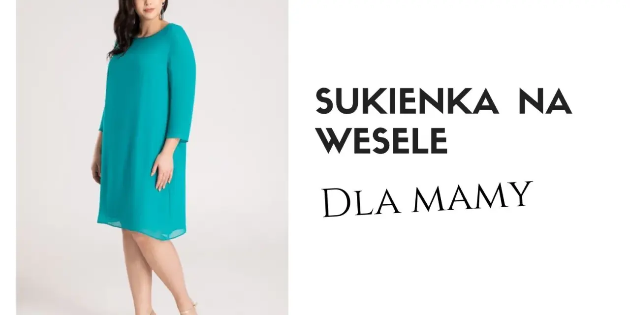 Elegancka turkusowa sukienka dla mamy panny młodej. Idealna na wesele, podkreśla sylwetkę.