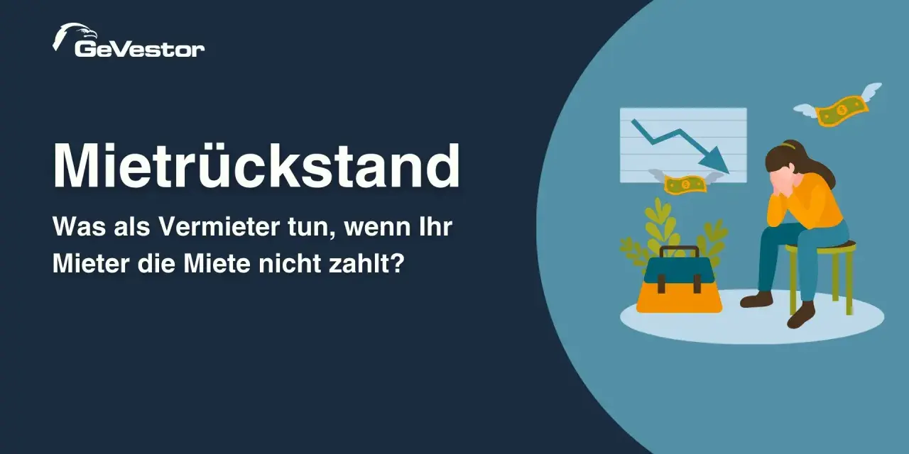 Verzweifelte Vermieterin wegen Mietrückstand. Geld fliegt weg, Diagramm zeigt Abwärtstrend. Was tun, wenn der Partner keine Miete zahlt?