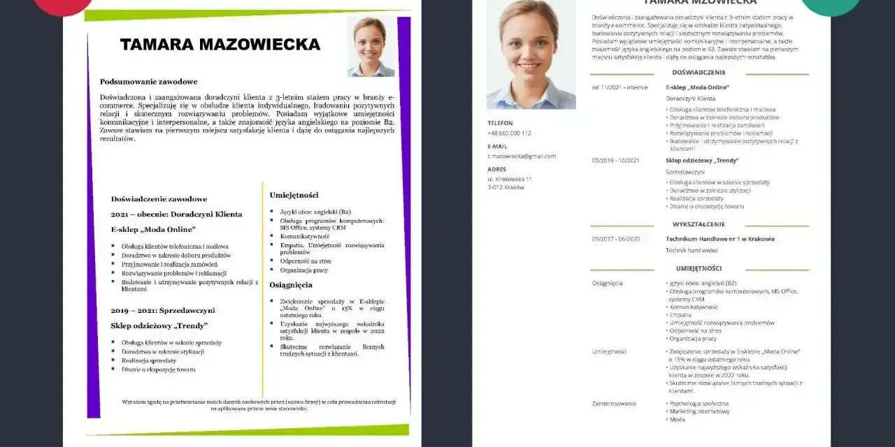 Tamara Mazowiecka, doradczyni klienta z doświadczeniem w branży e-commerce, szuka nowej pracy. Polska specjalistka od obsługi klienta.